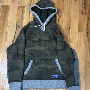 Abercrombie & Fitch New York Gray Camouflage Full Zip Hoodie Large Surf Camo